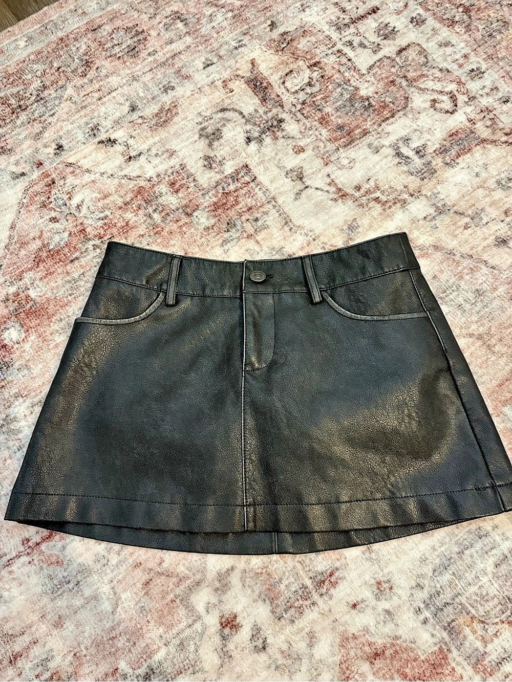 Garage faux leather mini skirt.